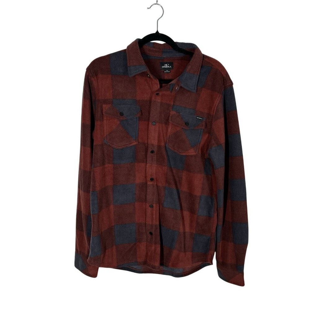 O’Neill Men M Arctic Check Superfleece Snap Button Cozy Shacket Shirt Jacket NWT - Picture 2 of 13